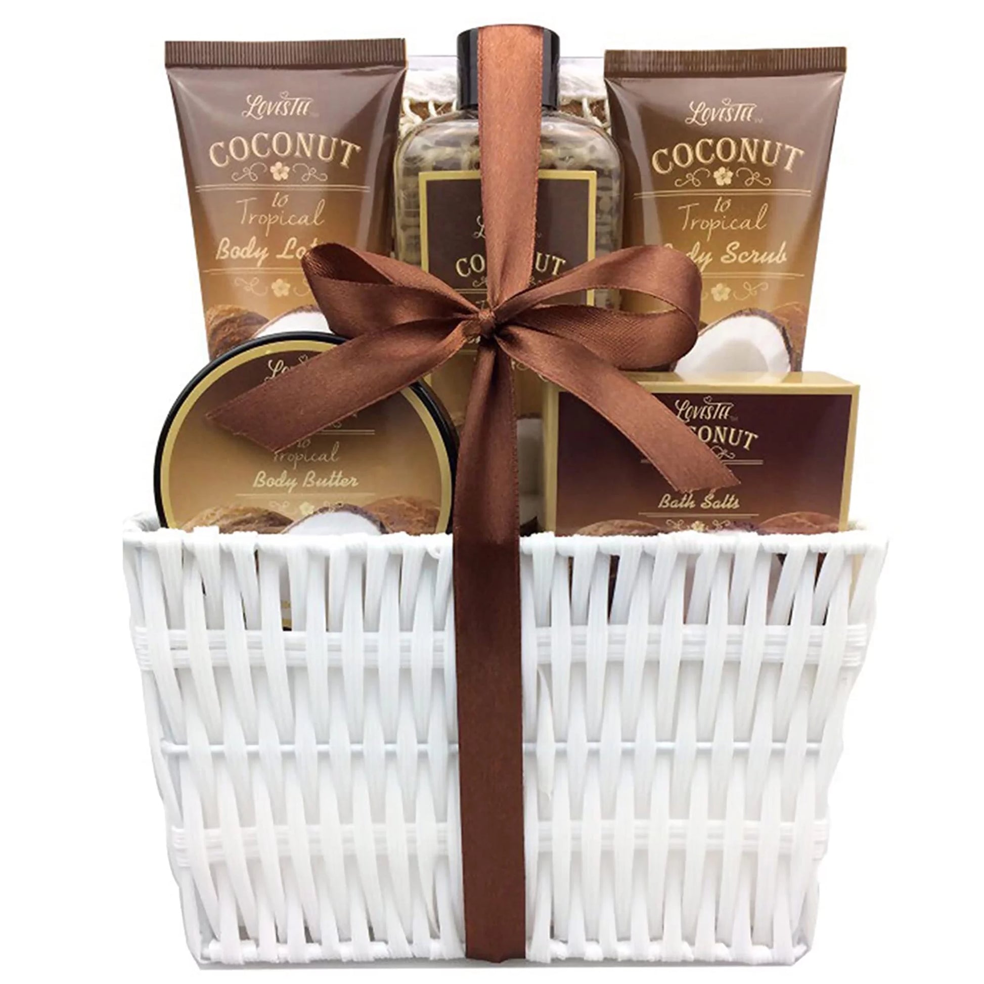 Bath and Body Spa Gift Basket for Women with Refreshing Coconut Fragrance